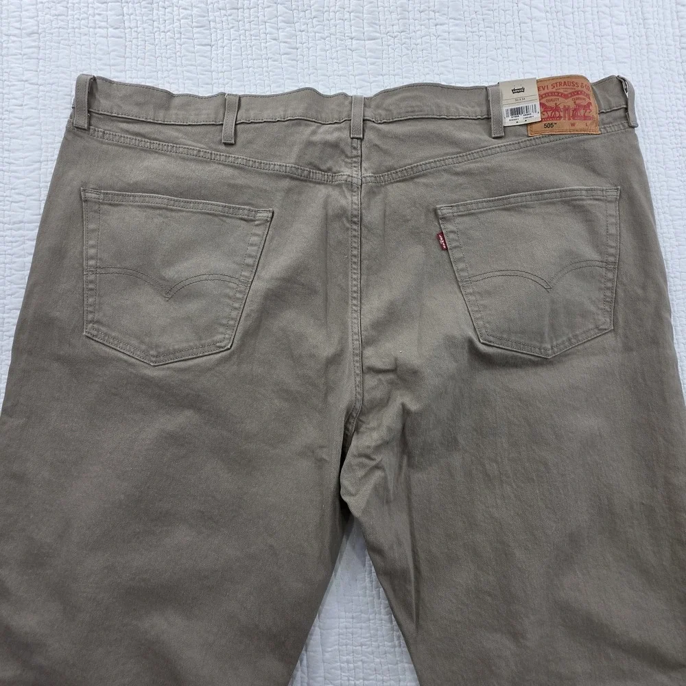 Levi's 505 Regular Fit Jeans Men's Big & Tall 50x34 Tan Stretch Denim NEW NWT